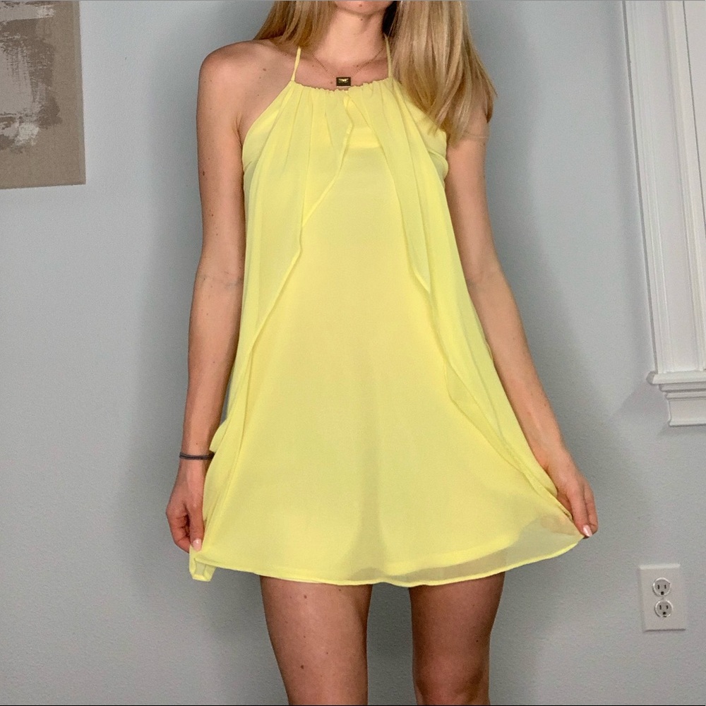 River Island Bright Yellow Mini Dress Size 8
